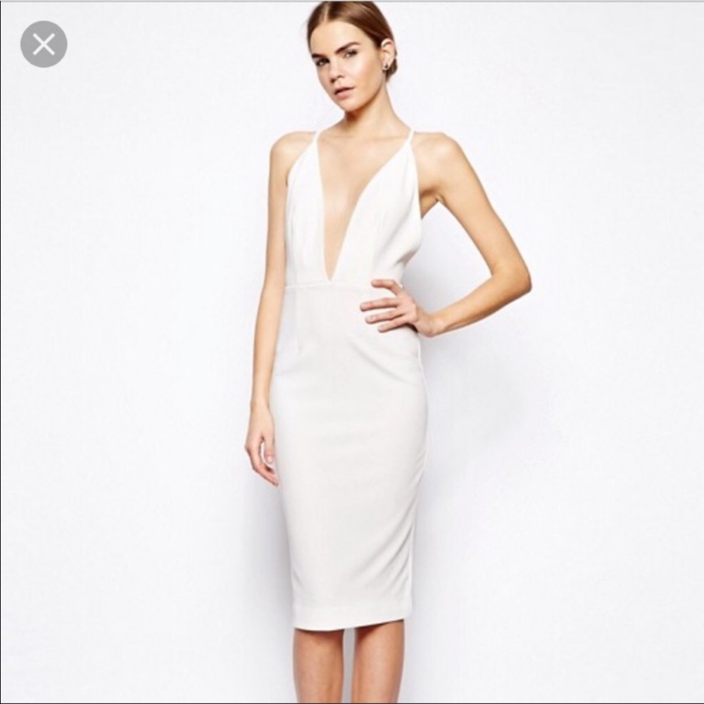 Solace London white plunge midi